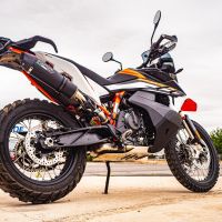 GPR auspuff kompatibel mit  Ktm Adventure 890 2020-2024, New Grand Prix Evo Black Titanium, Zugelassener legaler Slip-On-Auspuff mit Abe, einschließlich abnehmbarem DB-Killer und Verbindungsrohr 