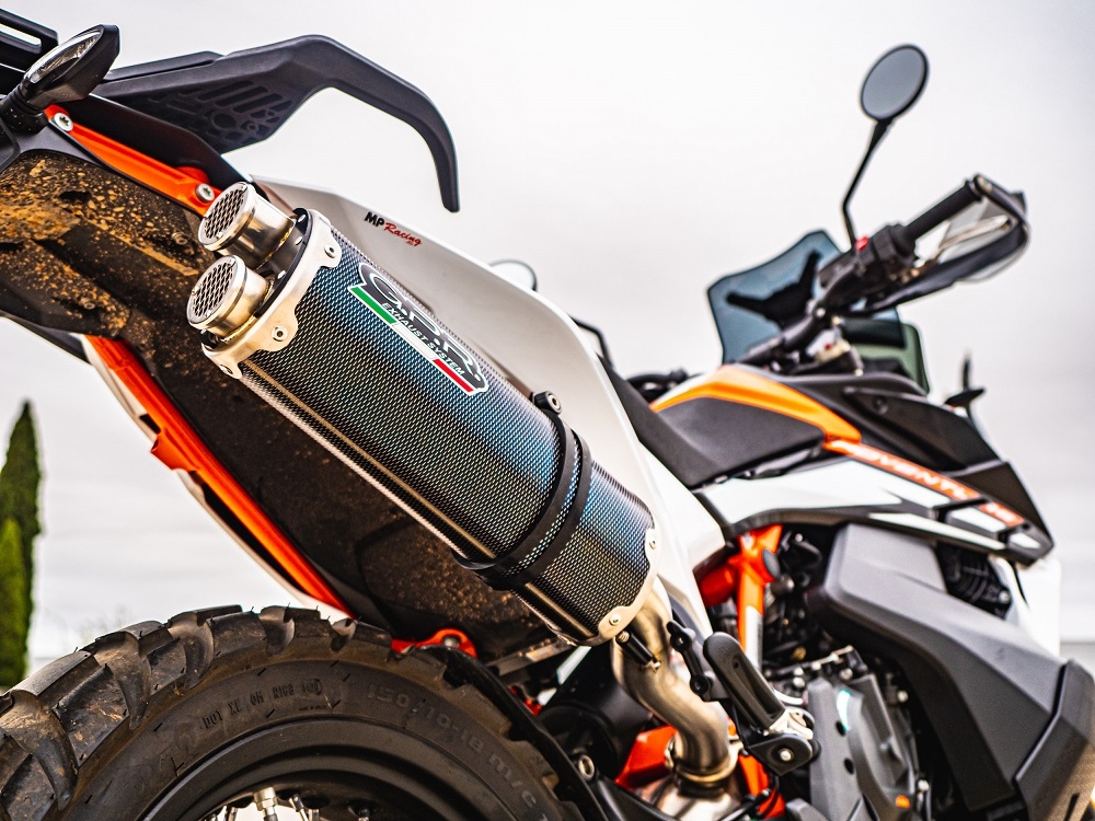 GPR auspuff kompatibel mit  Ktm SMT 890 2025-2026, Dual Poppy, Zugelassener legaler Slip-On-Auspuff mit Abe, einschließlich abnehmbarem DB-Killer und Verbindungsrohr 