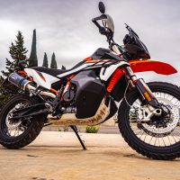 GPR auspuff kompatibel mit  Ktm SMT 890 2025-2026, Dual Poppy, Zugelassener legaler Slip-On-Auspuff mit Abe, einschließlich abnehmbarem DB-Killer und Verbindungsrohr 