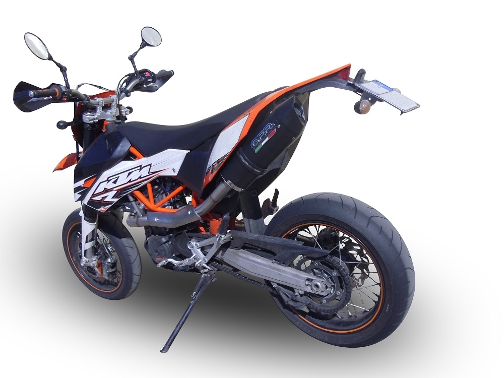 GPR auspuff kompatibel mit  Ktm Smc 690 R 2007-2016, Furore Nero, Zugelassener legaler Vollanlagenauspuff mit ABE, inklusive herausnehmbarem DB-Killer 