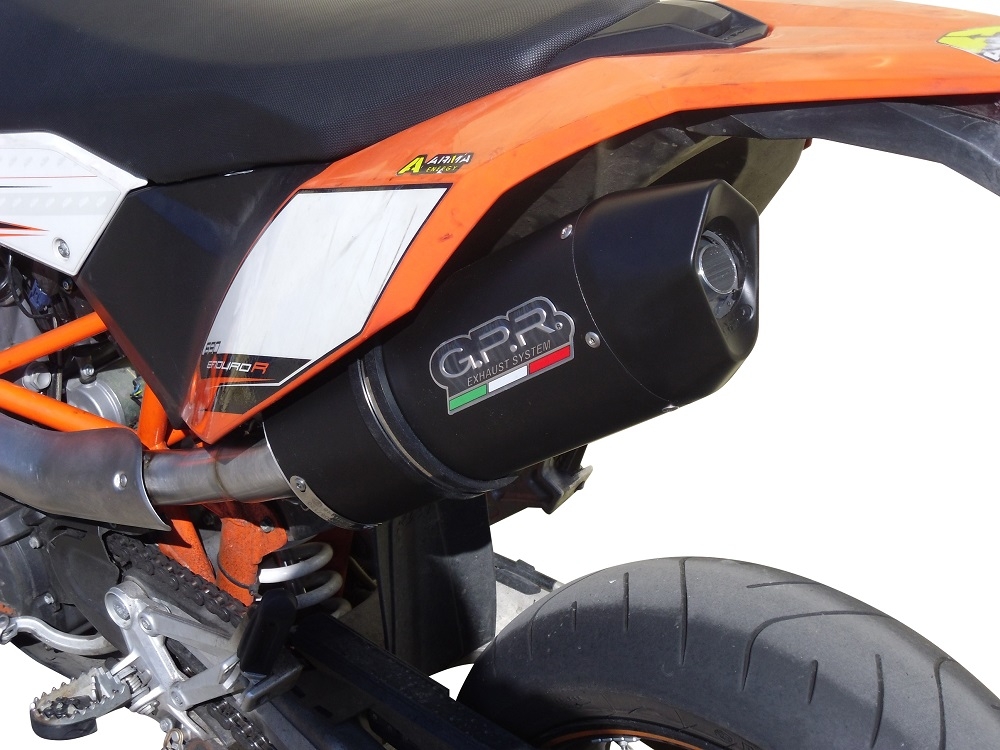 GPR auspuff kompatibel mit  Ktm Smc 690 R 2007-2016, Furore Nero, Zugelassener legaler Slip-On-Auspuff mit Abe, einschließlich abnehmbarem DB-Killer und Verbindungsrohr 