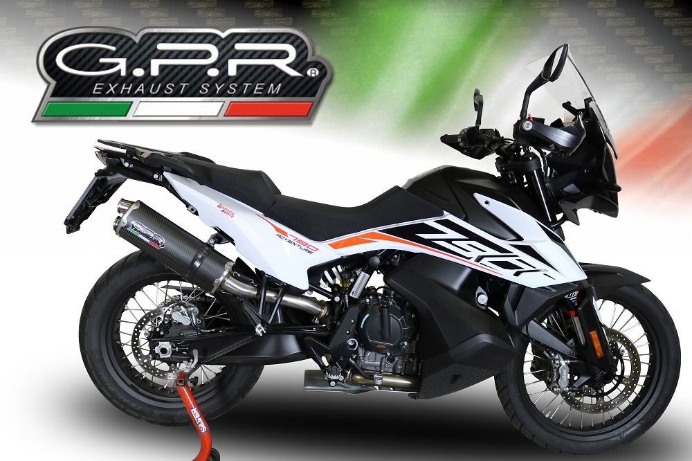 GPR auspuff kompatibel mit  Ktm Adventure 790 2025-2026, Dual Poppy, Zugelassener legaler Slip-On-Auspuff mit Abe, einschließlich abnehmbarem DB-Killer und Verbindungsrohr 