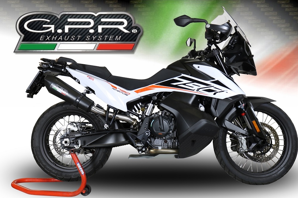 GPR auspuff kompatibel mit  Ktm Adventure 790 2021-2024, New Grand Prix Evo Black Titanium, Zugelassener legaler Slip-On-Auspuff mit Abe, einschließlich abnehmbarem DB-Killer und Verbindungsrohr 