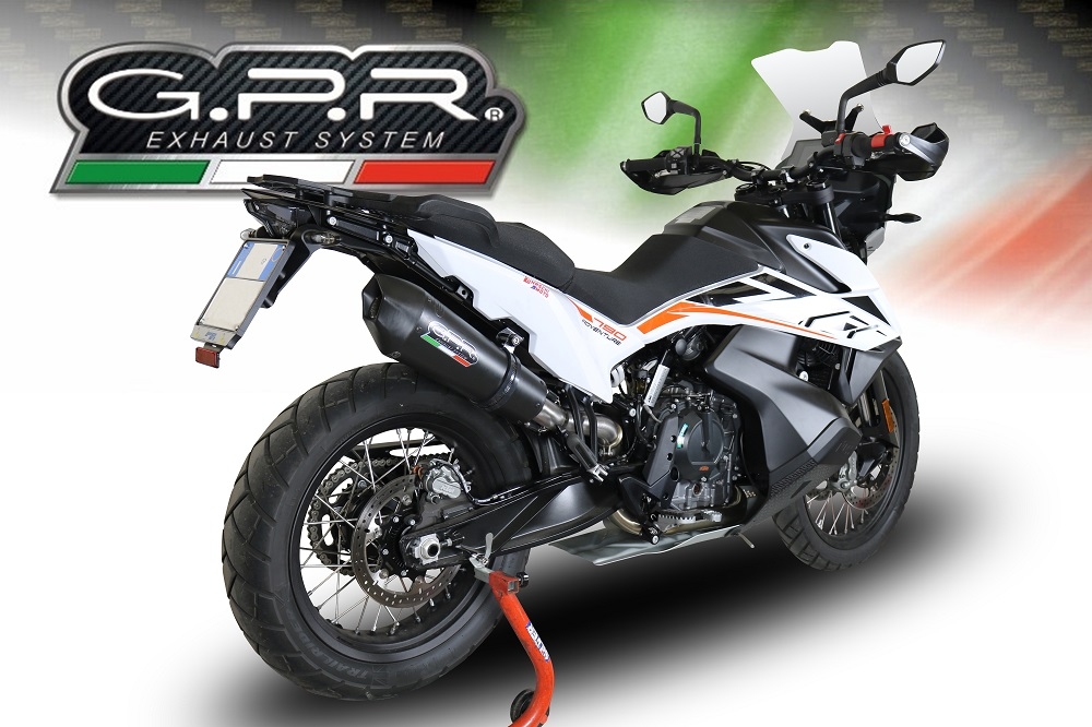 GPR auspuff kompatibel mit  Ktm Adventure 790 2021-2024, New Grand Prix Evo Black Titanium, Zugelassener legaler Slip-On-Auspuff mit Abe, einschließlich abnehmbarem DB-Killer und Verbindungsrohr 