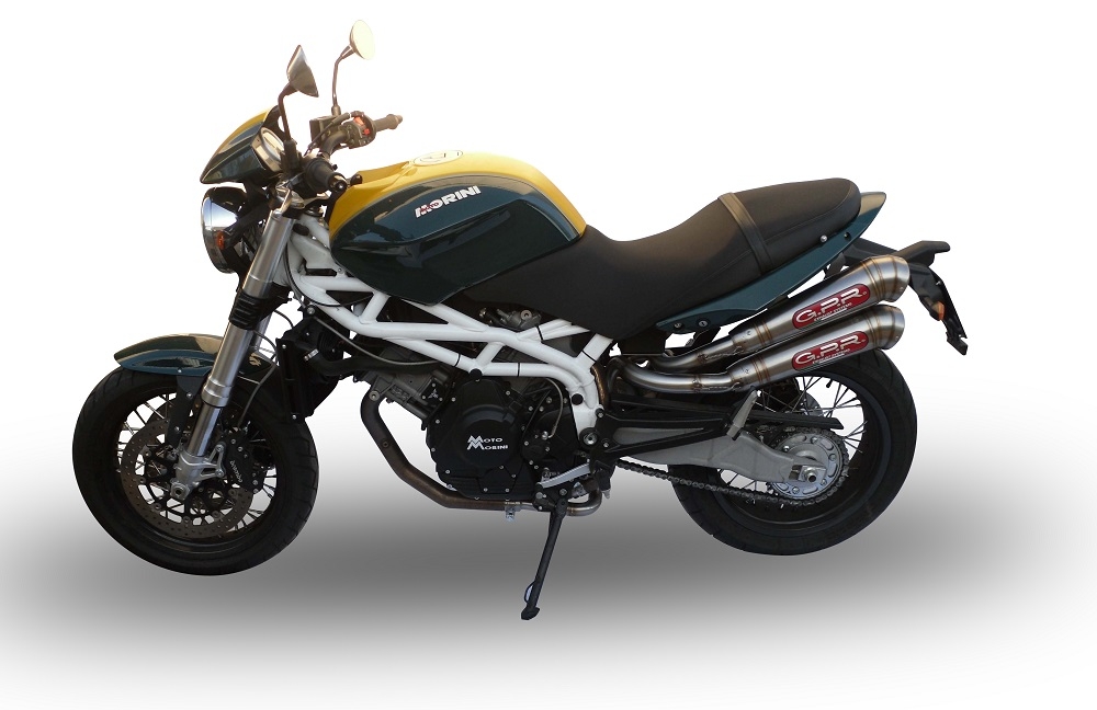 GPR auspuff kompatibel mit  Moto Morini Sport 1200 2008-2010, Powercone Evo, Doppelt homologierter legaler Slip-On-Auspuff mit ABE, einschließlich abnehmbarer DB-Killer und verbindungsrohre 