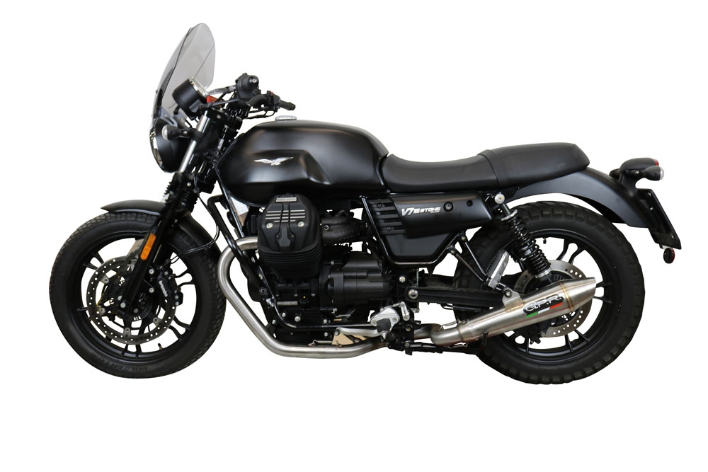GPR auspuff kompatibel mit  Moto Guzzi V7 III Special-Stone-Carbon 2017-2018, Vintacone, Kompletter Rennauspuff, geliefert mit spezifischem Krümmer, Artikel ohne Homologation 