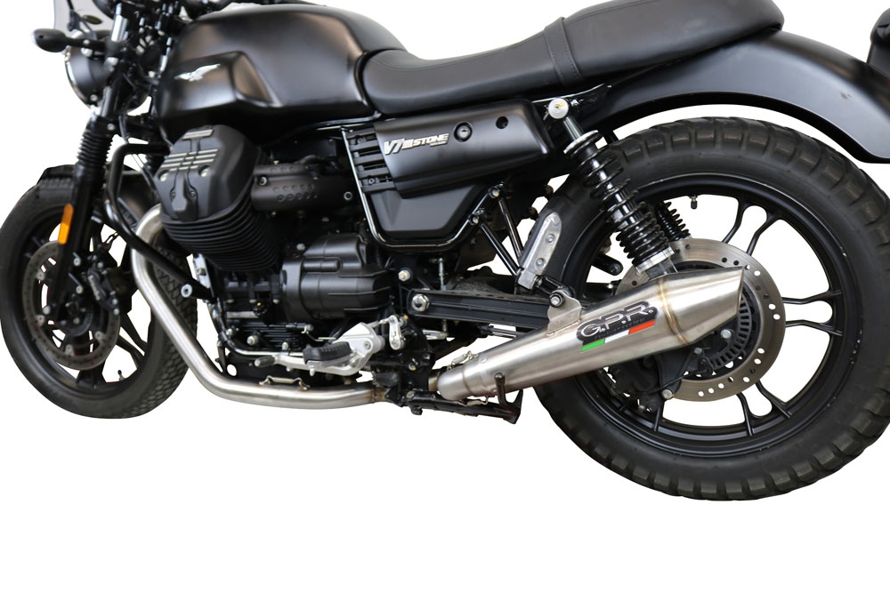 GPR auspuff kompatibel mit  Moto Guzzi V7 III Special-Stone-Carbon 2017-2018, Vintacone, Kompletter Rennauspuff, geliefert mit spezifischem Krümmer, Artikel ohne Homologation 