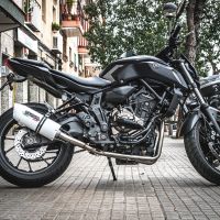 GPR auspuff kompatibel mit  Yamaha Mt-07  2014-2016, Albus Ceramic, Homologierte auspuff mit verbindungsrohr und katalysator 