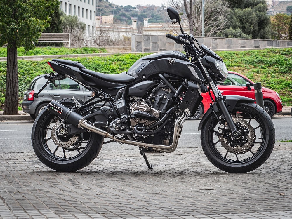GPR auspuff kompatibel mit  Yamaha Mt-07  2017-2020, M3 Black Titanium, Racing-Komplettsystem-Auspuff, einschließlich Krümmer und abnehmbarem DB-Killer 