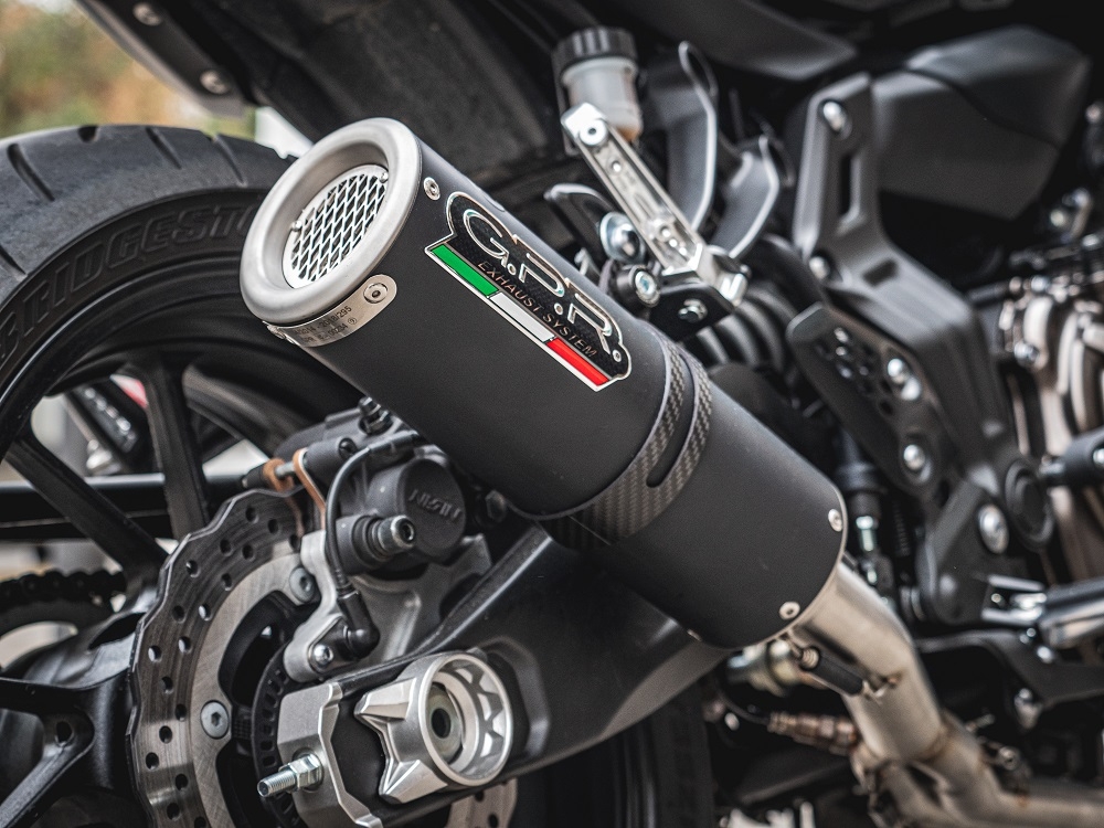 GPR auspuff kompatibel mit  Yamaha Mt-07  2017-2020, M3 Black Titanium, Racing-Komplettsystem-Auspuff, einschließlich Krümmer und abnehmbarem DB-Killer 