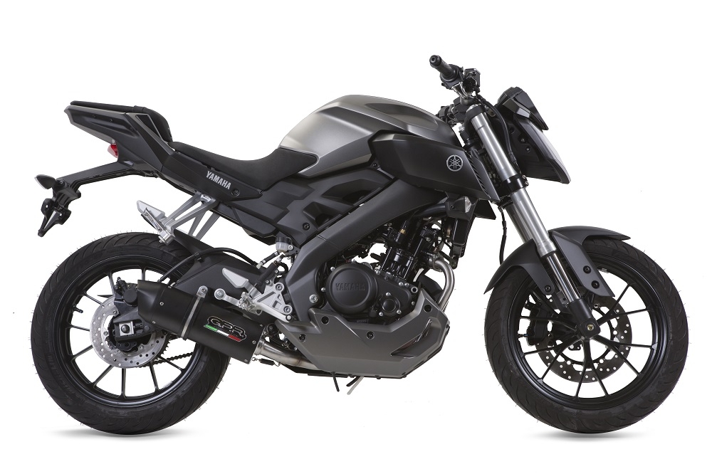 GPR auspuff kompatibel mit  Yamaha Mt 125 2017-2019, Furore Evo4 Nero, Homologierte auspuff mit verbindungsrohr und katalysator 