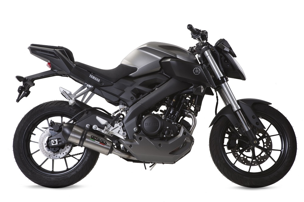 GPR auspuff kompatibel mit  Yamaha Mt 125 2017-2019, New Grand Prix Evo Titanium, Homologierte auspuff mit verbindungsrohr und katalysator 