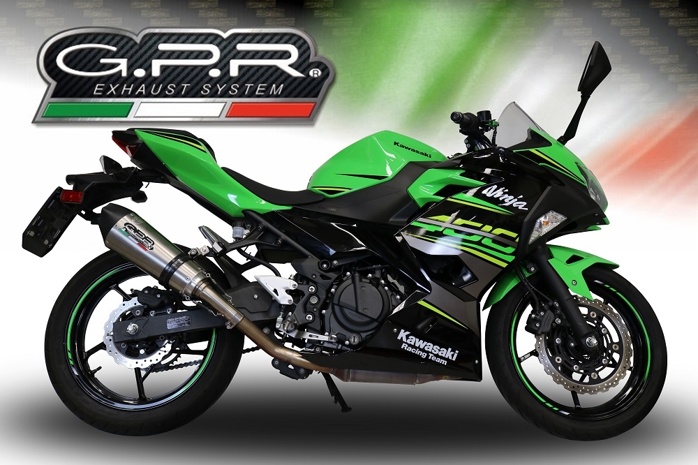 GPR auspuff kompatibel mit  Kawasaki Ninja 400 2018-2022, New Grand Prix Evo Titanium, Zugelassener legaler Slip-On-Auspuff mit Abe, einschließlich abnehmbarem DB-Killer und Verbindungsrohr 