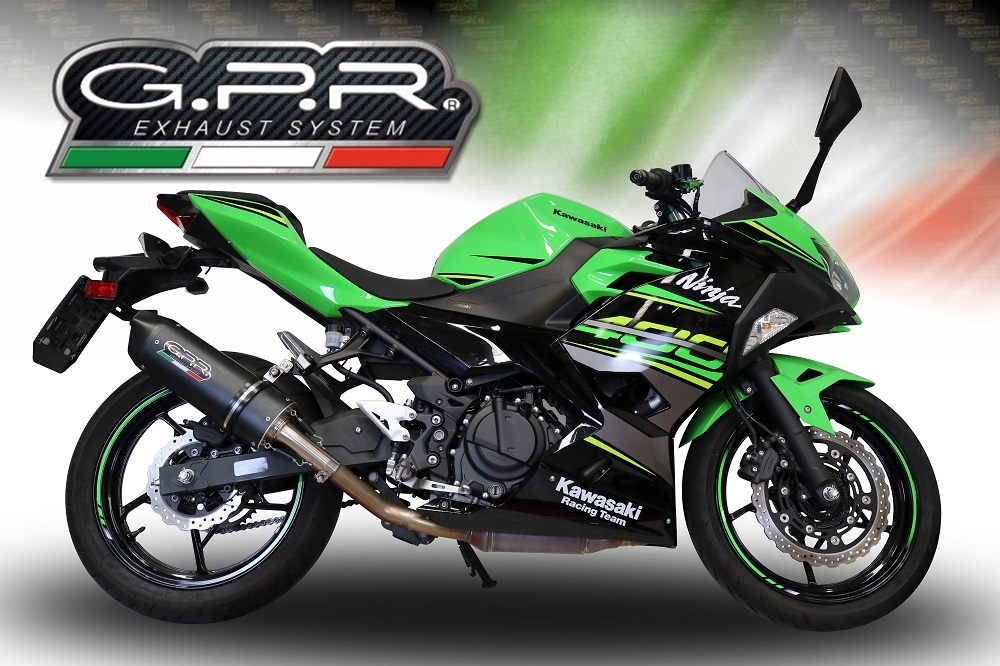GPR auspuff kompatibel mit  Kawasaki Ninja 500 2023-2025, Furore Evo4 Nero, Zugelassener legaler Slip-On-Auspuff mit Abe, einschließlich abnehmbarem DB-Killer und Verbindungsrohr 