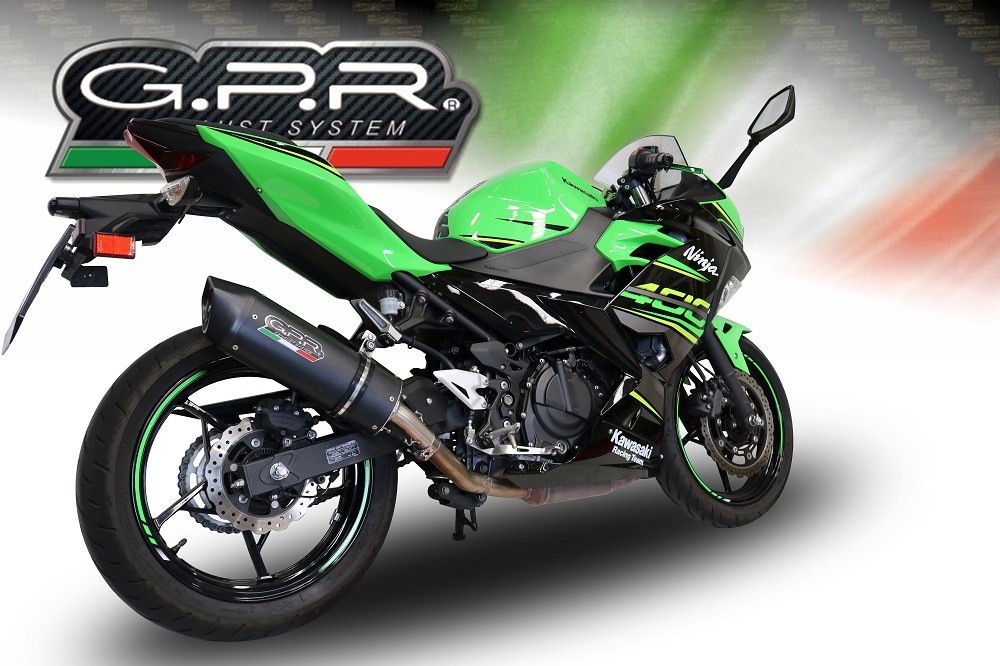 GPR auspuff kompatibel mit  Kawasaki Ninja 500 2023-2025, Furore Evo4 Nero, Zugelassener legaler Slip-On-Auspuff mit Abe, einschließlich abnehmbarem DB-Killer und Verbindungsrohr 