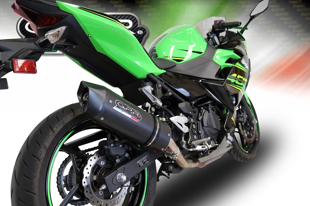 GPR auspuff kompatibel mit  Kawasaki Ninja 500 2023-2025, Furore Evo4 Nero, Zugelassener legaler Slip-On-Auspuff mit Abe, einschließlich abnehmbarem DB-Killer und Verbindungsrohr 