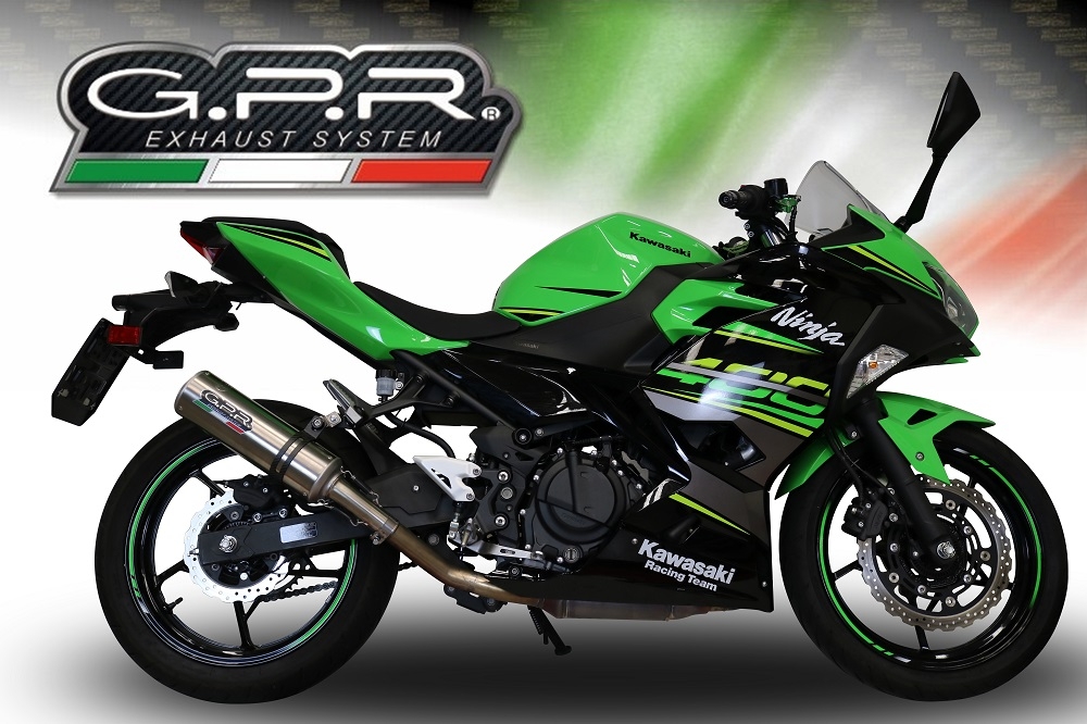 GPR auspuff kompatibel mit  Kawasaki Ninja 400 2018-2022, M3 Inox , Kompletter Rennauspuff, geliefert mit spezifischem Krümmer, Artikel ohne Homologation 