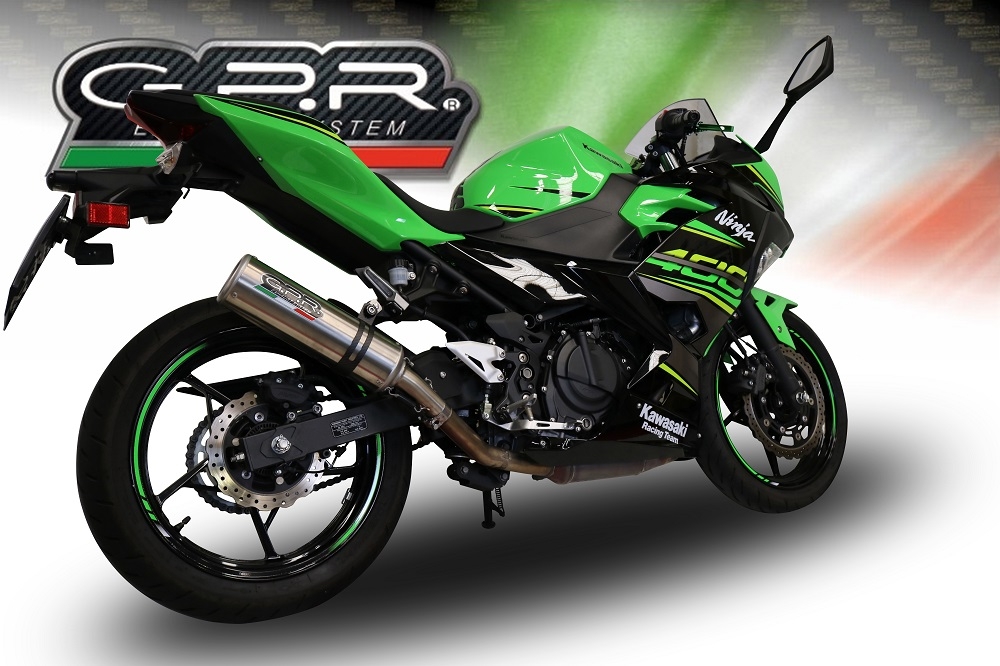 GPR auspuff kompatibel mit  Kawasaki Ninja 400 2018-2022, M3 Inox , Kompletter Rennauspuff, geliefert mit spezifischem Krümmer, Artikel ohne Homologation 