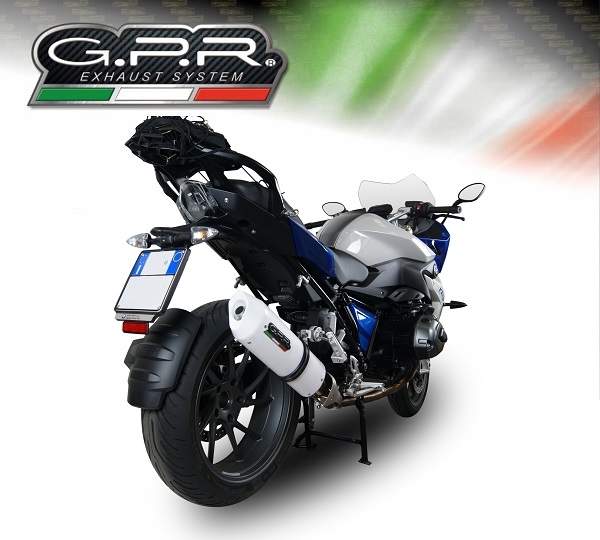 GPR auspuff kompatibel mit  Bmw R 1200 Rs Lc 2015-2016, Albus Ceramic, Zugelassener legaler Slip-On-Auspuff mit Abe, einschließlich abnehmbarem DB-Killer und Verbindungsrohr 