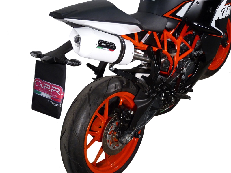 GPR auspuff kompatibel mit  Ktm Duke 125 2011-2016, Albus Ceramic, Zugelassener legaler Slip-On-Auspuff mit ABE, inklusive abnehmbarem DB-Killer, Verbindungsrohr und Katalysator 