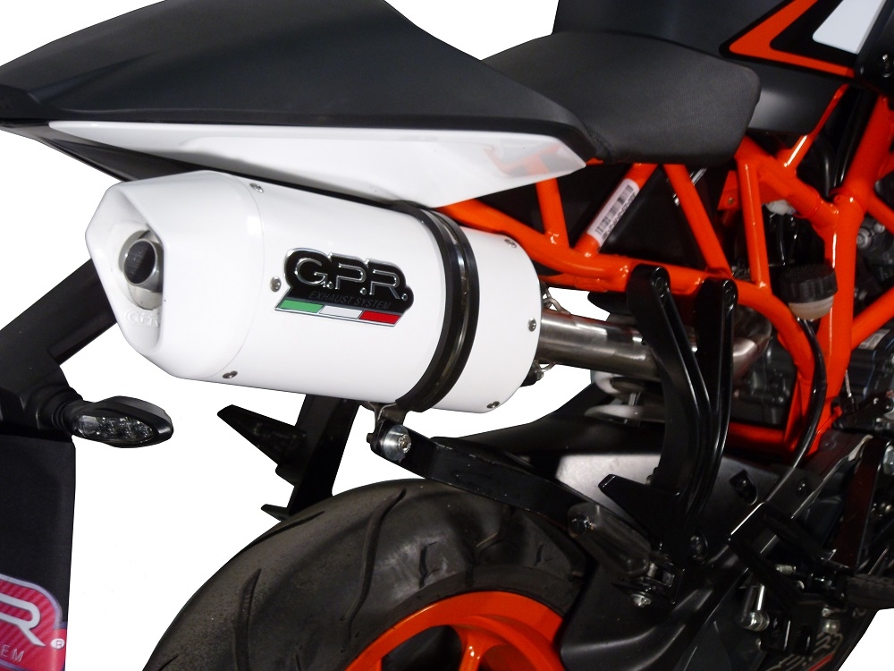 GPR auspuff kompatibel mit  Ktm Duke 125 2011-2016, Albus Ceramic, Zugelassener legaler Slip-On-Auspuff mit ABE, inklusive abnehmbarem DB-Killer, Verbindungsrohr und Katalysator 