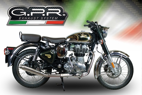 GPR auspuff kompatibel mit  Royal Enfield Continental GT 535  2014-2016, Deeptone Inox, Racing Slip-on, inkl. Verbindungsrohr, herausnehmbarem DB-Killer, ohne ABE 