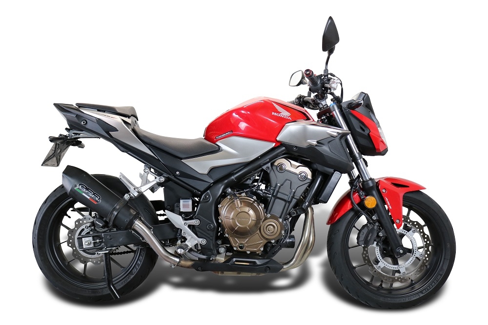 GPR auspuff kompatibel mit  Honda Cb 500 F 2021-2025, New Grand Prix Evo Black Titanium, Zugelassener legaler Slip-On-Auspuff mit Abe, einschließlich abnehmbarem DB-Killer und Verbindungsrohr 