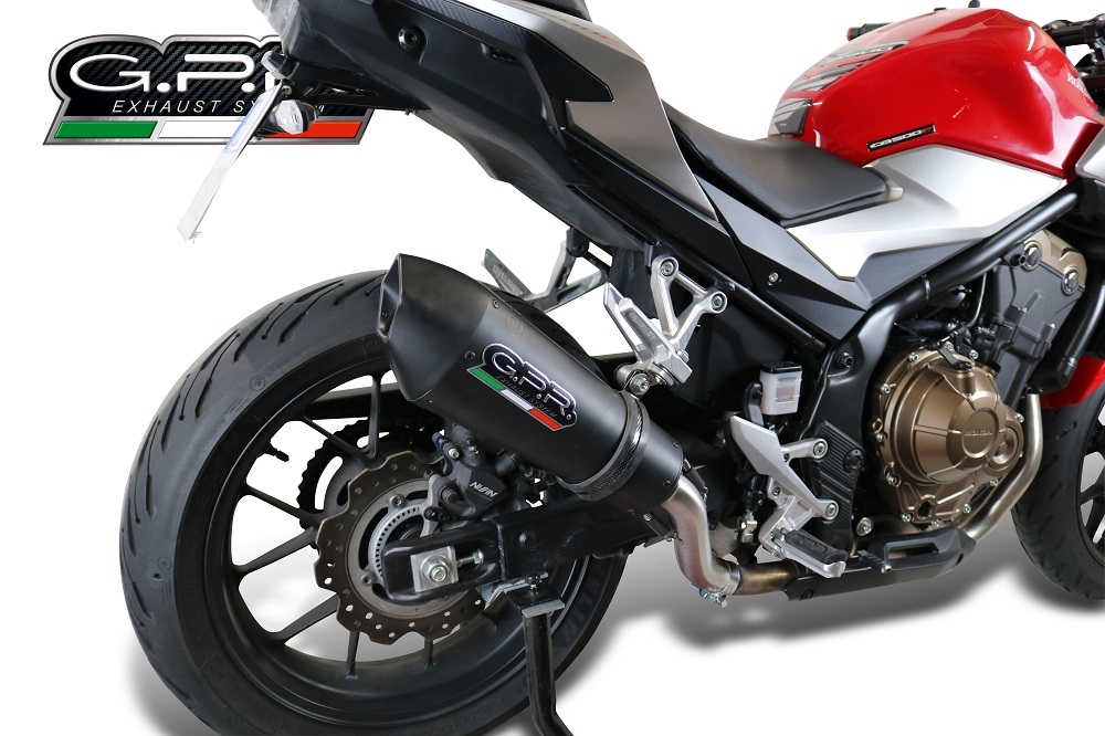 GPR auspuff kompatibel mit  Honda NX500 2024-2025, New Grand Prix Evo Black Titanium, Zugelassener legaler Slip-On-Auspuff mit Abe, einschließlich abnehmbarem DB-Killer und Verbindungsrohr 