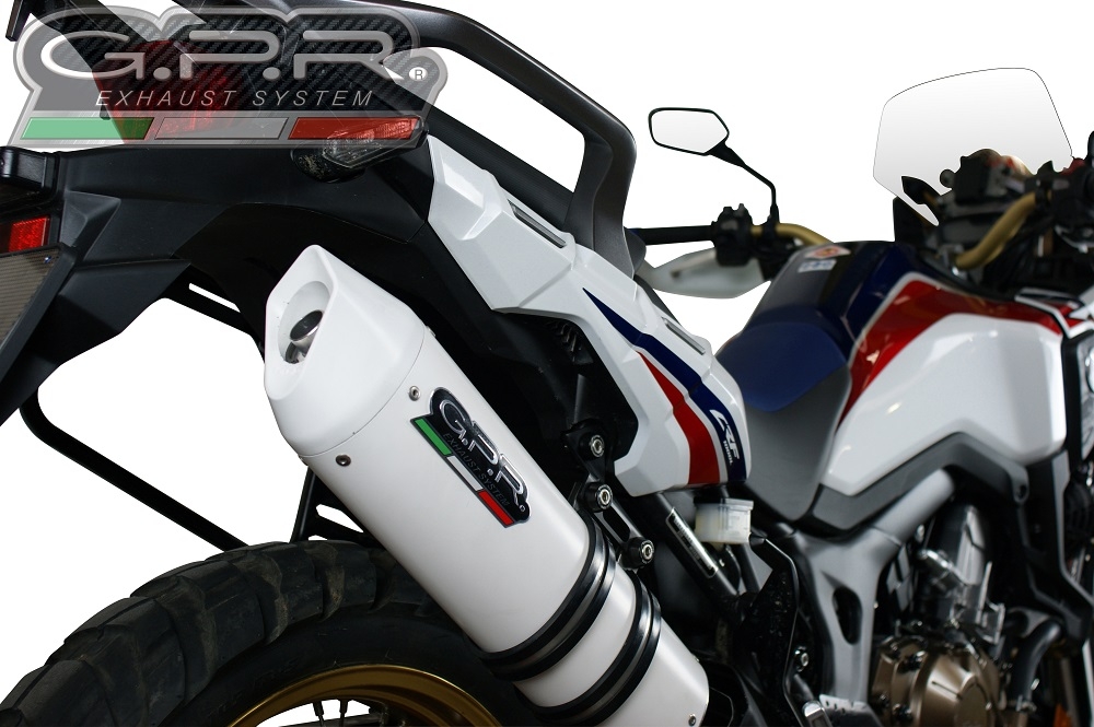 GPR auspuff kompatibel mit  Honda Crf 1000 L Africa Twin 2015-2017, Albus Ceramic, Zugelassener legaler Slip-On-Auspuff mit Abe, einschließlich abnehmbarem DB-Killer und Verbindungsrohr 