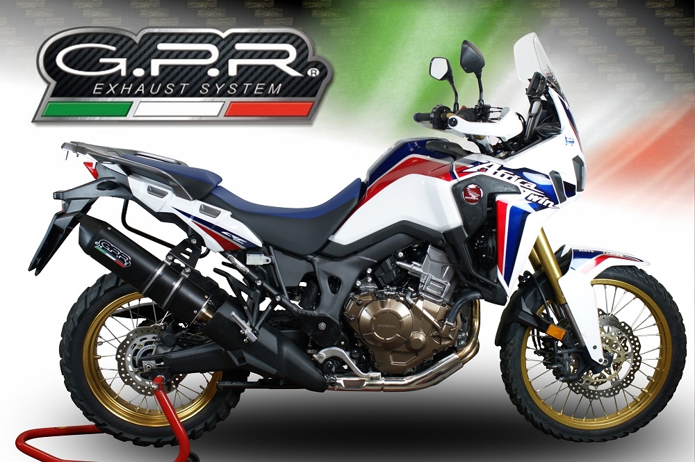 GPR auspuff kompatibel mit  Honda Crf 1000 L Africa Twin Adventure Sport 2018-2020, Furore Evo4 Nero, Zugelassener legaler Slip-On-Auspuff mit Abe, einschließlich abnehmbarem DB-Killer und Verbindungsrohr 