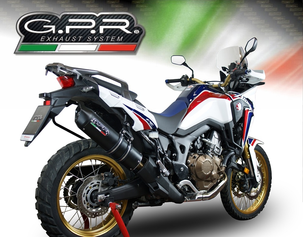 GPR auspuff kompatibel mit  Honda Crf 1000 L Africa Twin Adventure Sport 2018-2020, Furore Evo4 Nero, Zugelassener legaler Slip-On-Auspuff mit Abe, einschließlich abnehmbarem DB-Killer und Verbindungsrohr 