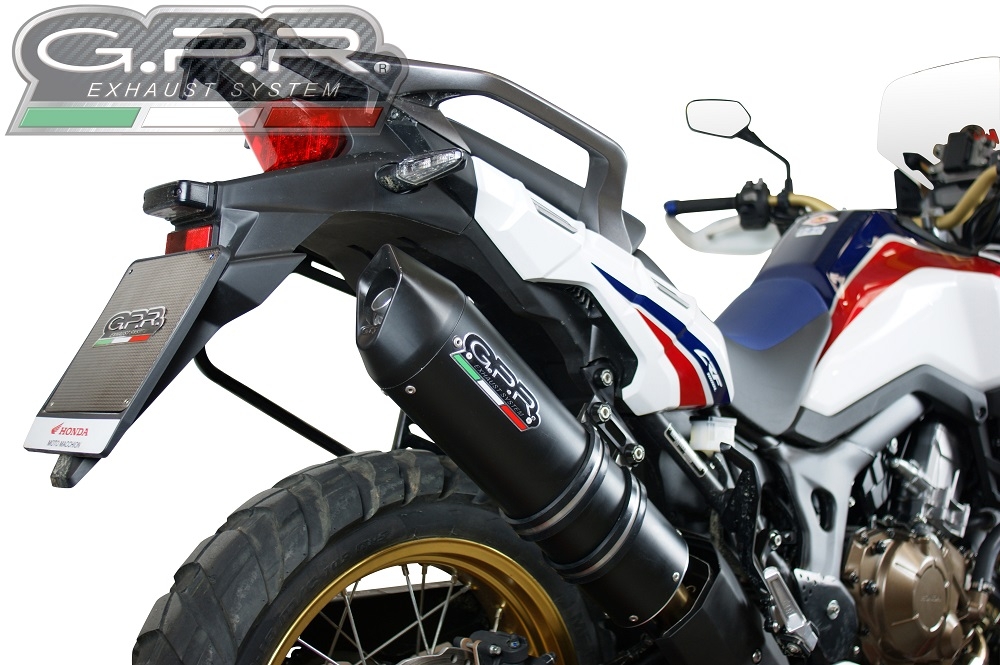 GPR auspuff kompatibel mit  Honda Crf 1000 L Africa Twin 2015-2017, Furore Nero, Zugelassener legaler Slip-On-Auspuff mit Abe, einschließlich abnehmbarem DB-Killer und Verbindungsrohr 