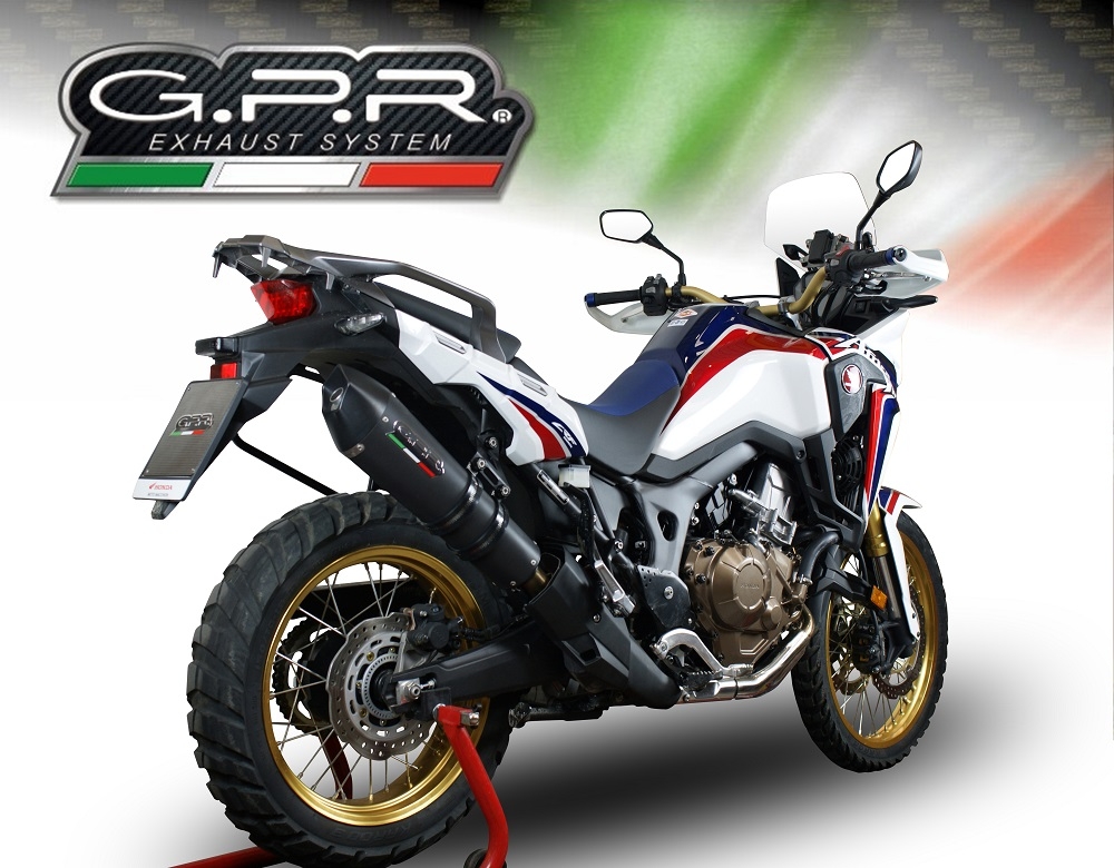 GPR auspuff kompatibel mit  Honda Crf 1000 L Africa Twin 2015-2017, New Grand Prix Evo Black Titanium, Zugelassener legaler Slip-On-Auspuff mit Abe, einschließlich abnehmbarem DB-Killer und Verbindungsrohr 