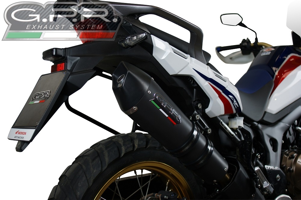 GPR auspuff kompatibel mit  Honda Crf 1000 L Africa Twin 2015-2017, New Grand Prix Evo Black Titanium, Zugelassener legaler Slip-On-Auspuff mit Abe, einschließlich abnehmbarem DB-Killer und Verbindungsrohr 