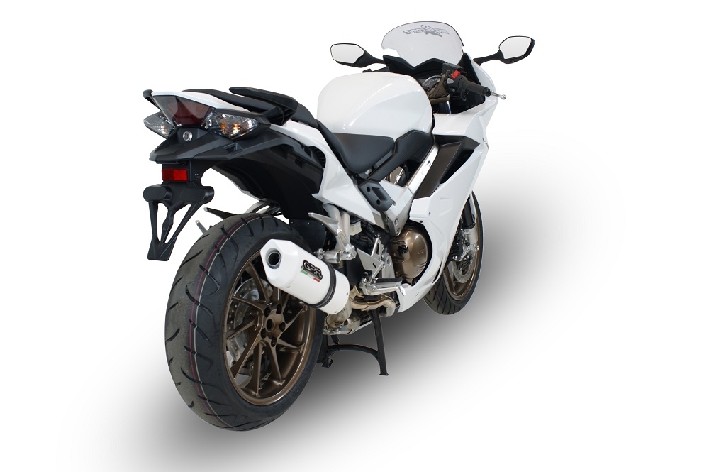 GPR auspuff kompatibel mit  Honda Vfr 800 F 2014-2016, Albus Ceramic, Zugelassener legaler Slip-On-Auspuff mit Abe, einschließlich abnehmbarem DB-Killer und Verbindungsrohr 