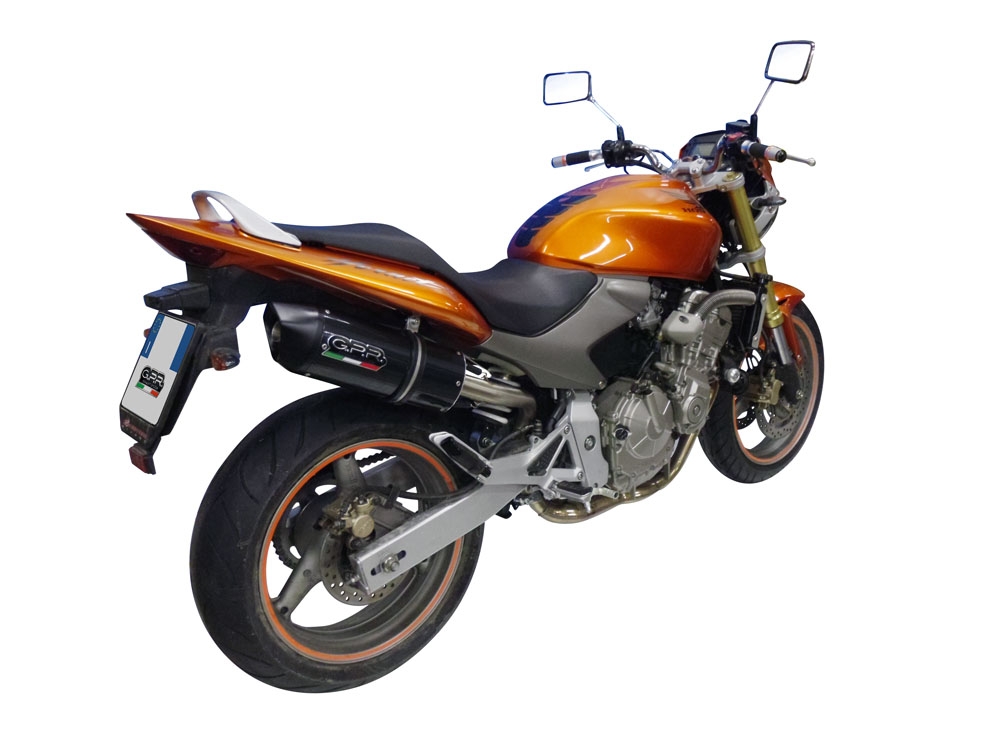 GPR auspuff kompatibel mit  Honda Hornet Cb 600 F 2003-2006, Furore Nero, Zugelassener legaler Slip-On-Auspuff mit Abe, einschließlich abnehmbarem DB-Killer,katakysator und Verbindungsrohr 