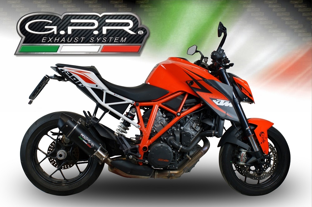 GPR auspuff kompatibel mit  Ktm Super Duke 1290 R  2014-2016, Furore Nero, Zugelassener legaler Slip-On-Auspuff mit Abe, einschließlich abnehmbarem DB-Killer und Verbindungsrohr 