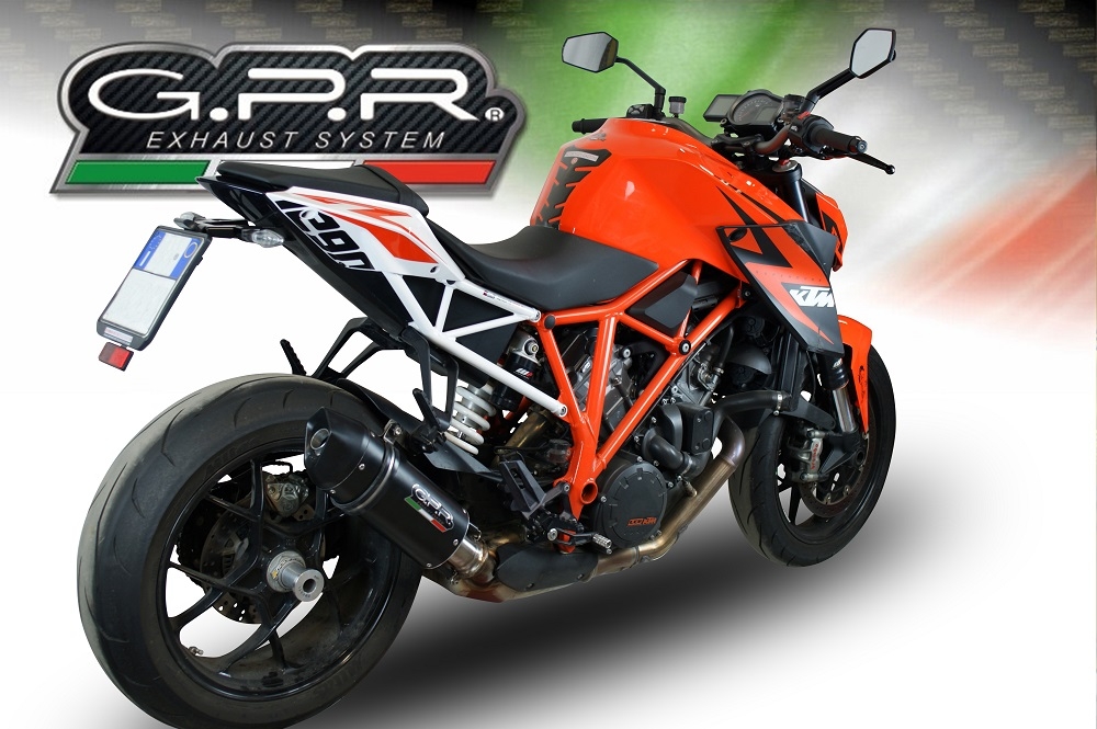 GPR auspuff kompatibel mit  Ktm Super Duke 1290 R  2014-2016, Furore Nero, Zugelassener legaler Slip-On-Auspuff mit Abe, einschließlich abnehmbarem DB-Killer und Verbindungsrohr 