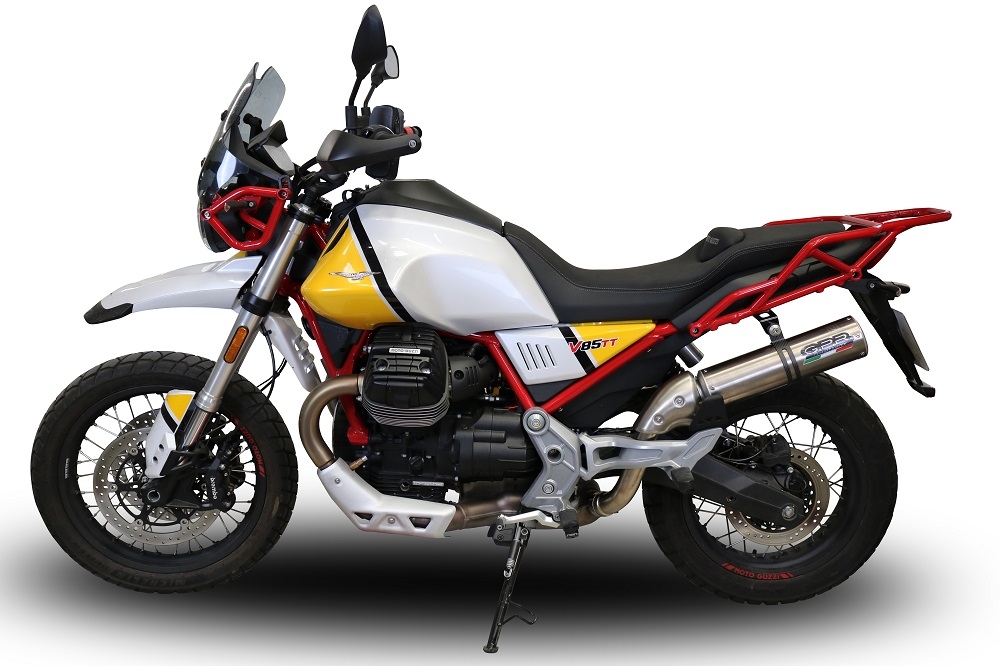 GPR auspuff kompatibel mit  Moto Guzzi V85 TT 2019-2020, M3 Inox , Rennauspuff, mit Verbindungsrohren, Artikel ohne Genehmigung 
