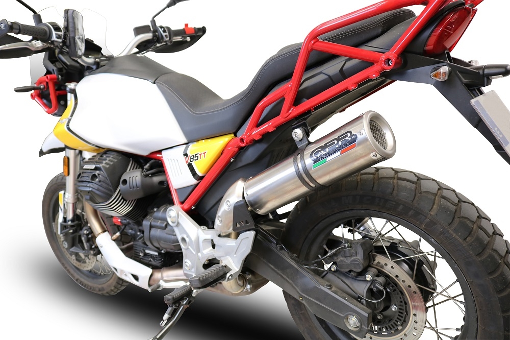 GPR auspuff kompatibel mit  Moto Guzzi V85 TT 2019-2020, M3 Inox , Rennauspuff, mit Verbindungsrohren, Artikel ohne Genehmigung 