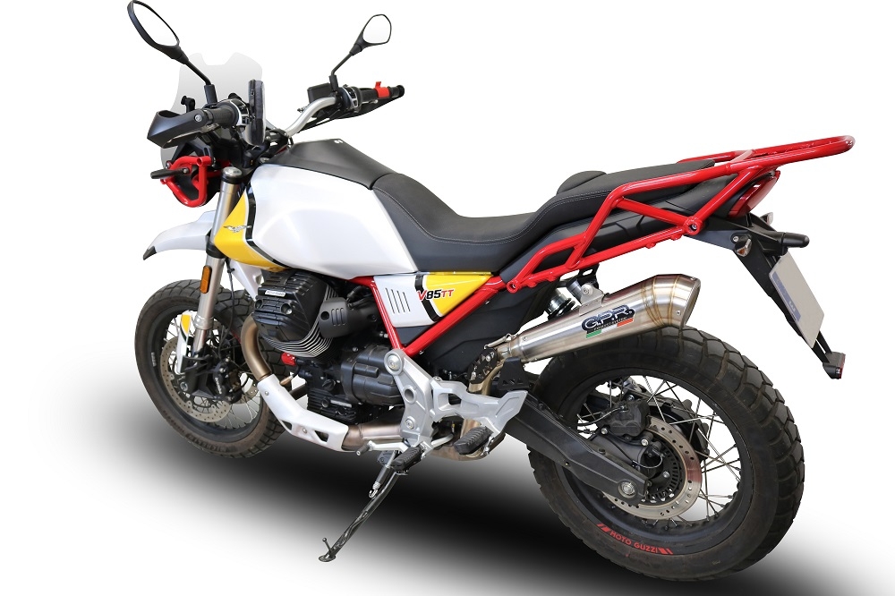 GPR auspuff kompatibel mit  Moto Guzzi V85 TT 2021-2024, Powercone Evo, Zugelassener legaler Slip-On-Auspuff mit Abe, einschließlich abnehmbarem DB-Killer und Verbindungsrohr 