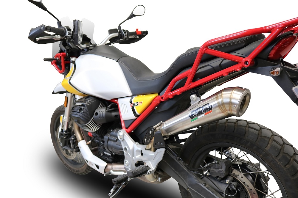 GPR auspuff kompatibel mit  Moto Guzzi V85 TT 2021-2024, Powercone Evo, Zugelassener legaler Slip-On-Auspuff mit Abe, einschließlich abnehmbarem DB-Killer und Verbindungsrohr 