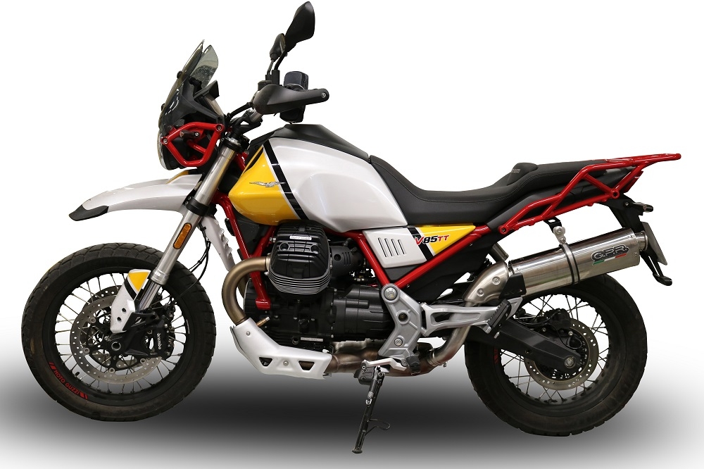 GPR auspuff kompatibel mit  Moto Guzzi V85 TT 2019-2020, Trioval, Zugelassener legaler Slip-On-Auspuff mit Abe, einschließlich abnehmbarem DB-Killer und Verbindungsrohr 