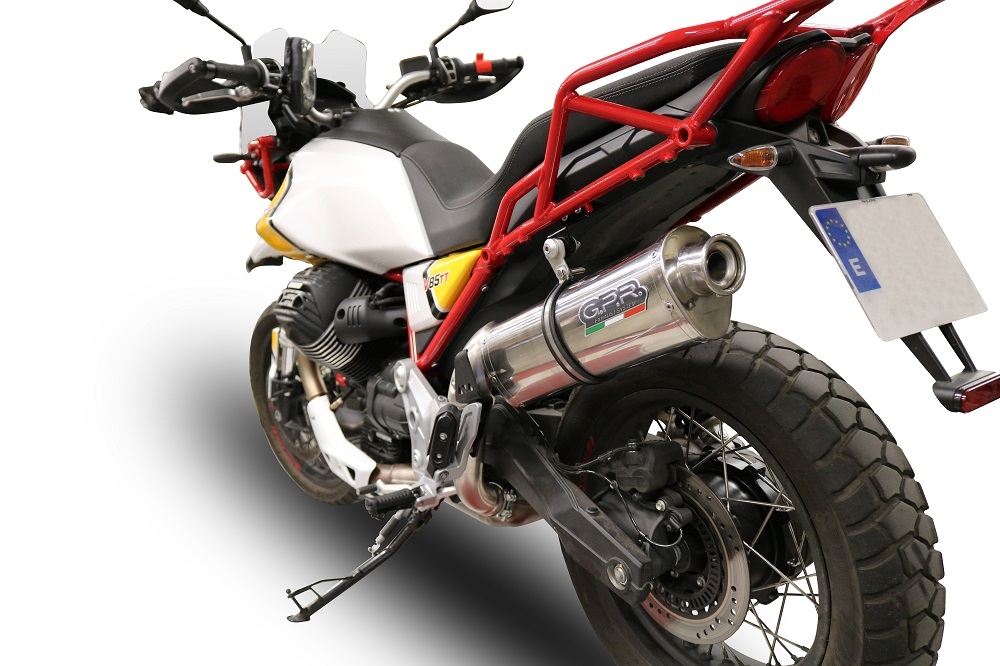 GPR auspuff kompatibel mit  Moto Guzzi V85 TT 2019-2020, Trioval, Zugelassener legaler Slip-On-Auspuff mit Abe, einschließlich abnehmbarem DB-Killer und Verbindungsrohr 