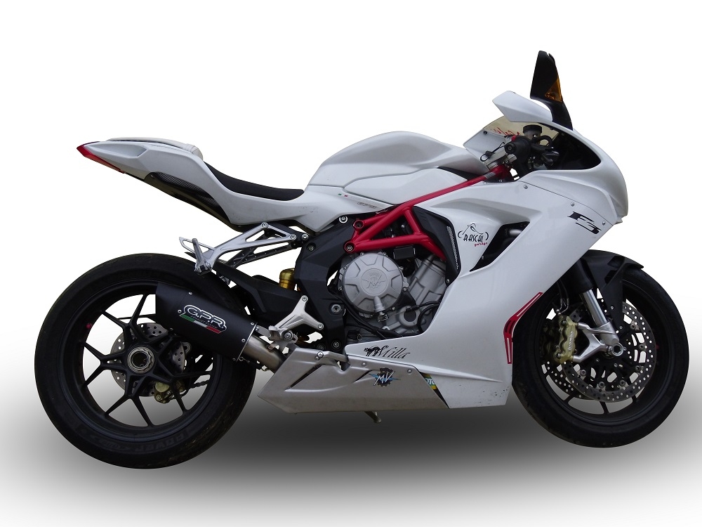 GPR auspuff kompatibel mit  Mv Agusta Brutale 675 2012-2015, Furore Nero, Zugelassener legaler Slip-On-Auspuff mit Abe, einschließlich abnehmbarem DB-Killer und Verbindungsrohr 