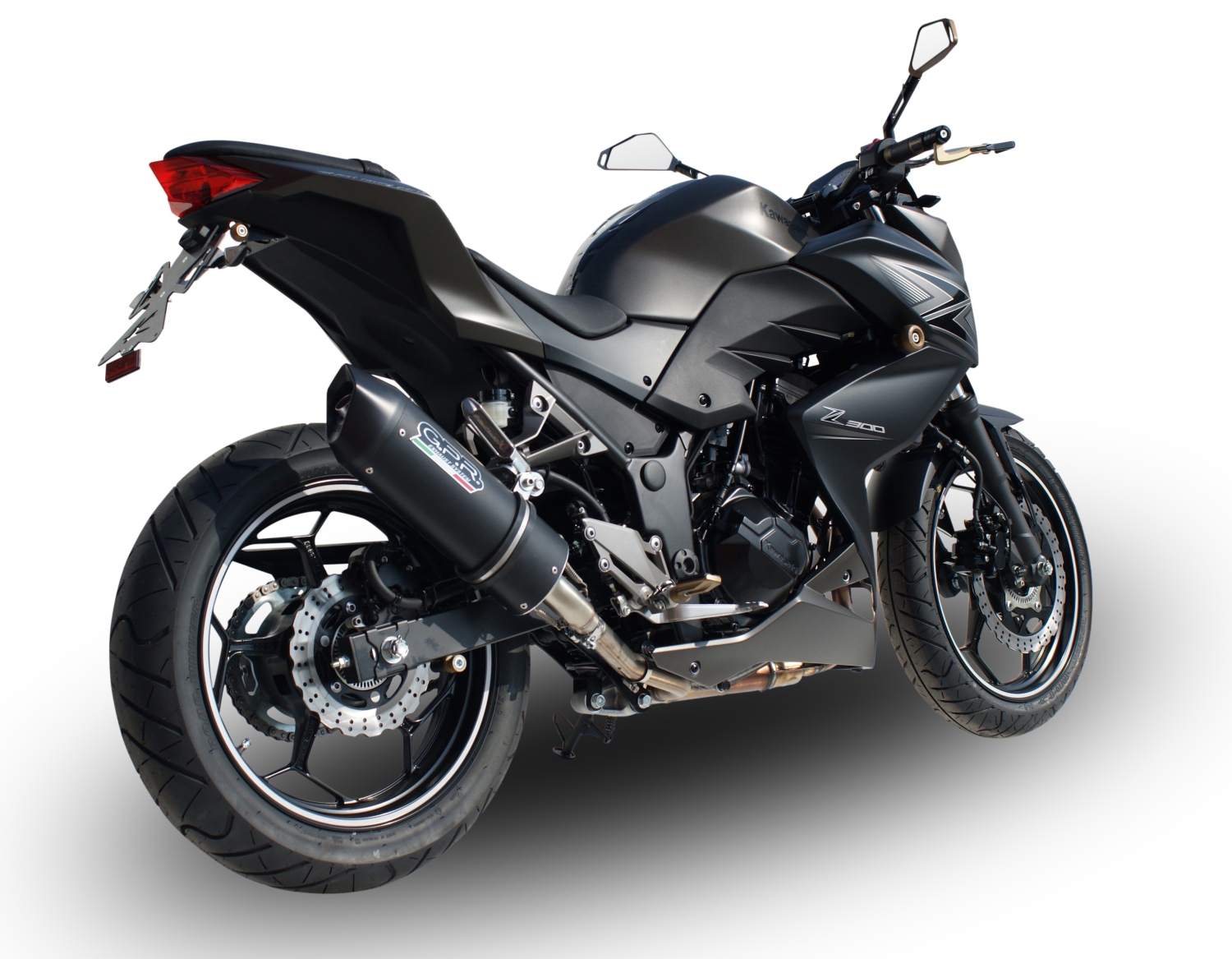 GPR auspuff kompatibel mit  Kawasaki Z 300 2014-2017, Furore Nero, Rennauspuff, mit Verbindungsrohren, Artikel ohne Genehmigung 