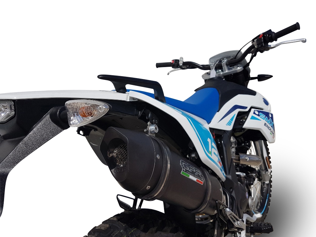 GPR auspuff kompatibel mit  F.B. Mondial Smx 125 Enduro 2018-2020, Furore Evo4 Nero, Zugelassener legaler Slip-On-Auspuff mit ABE, inklusive abnehmbarem DB-Killer, Verbindungsrohr und Katalysator 