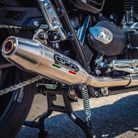 GPR auspuff kompatibel mit  Triumph Street Twin 900 2020-2021, Deeptone Inox, Doppelt homologierter legaler Slip-On-Auspuff mit ABE, einschließlich abnehmbarer DB-Killer und verbindungsrohre 
