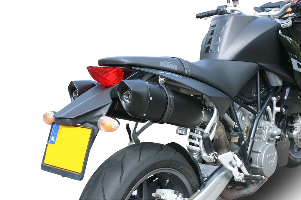 GPR auspuff kompatibel mit  Ktm Superduke 990 - R ( LC8) 2004-2012, Furore Nero, Doppelt homologierter legaler Slip-On-Auspuff mit ABE, einschließlich abnehmbarer DB-Killer und verbindungsrohre 