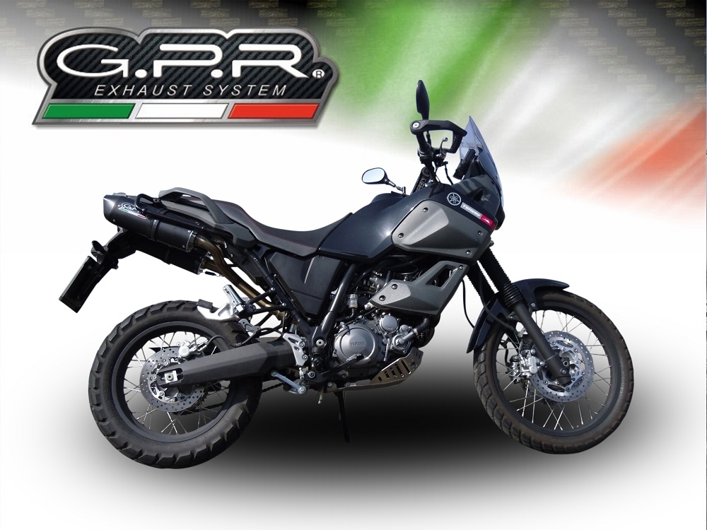 GPR auspuff kompatibel mit  Yamaha Xt 660 Z Teneré 2008-2016, Furore Nero, Doppelt homologierter legaler Slip-On-Auspuff mit ABE, einschließlich abnehmbarer DB-Killer, Link Pipes und Katalysatoren 